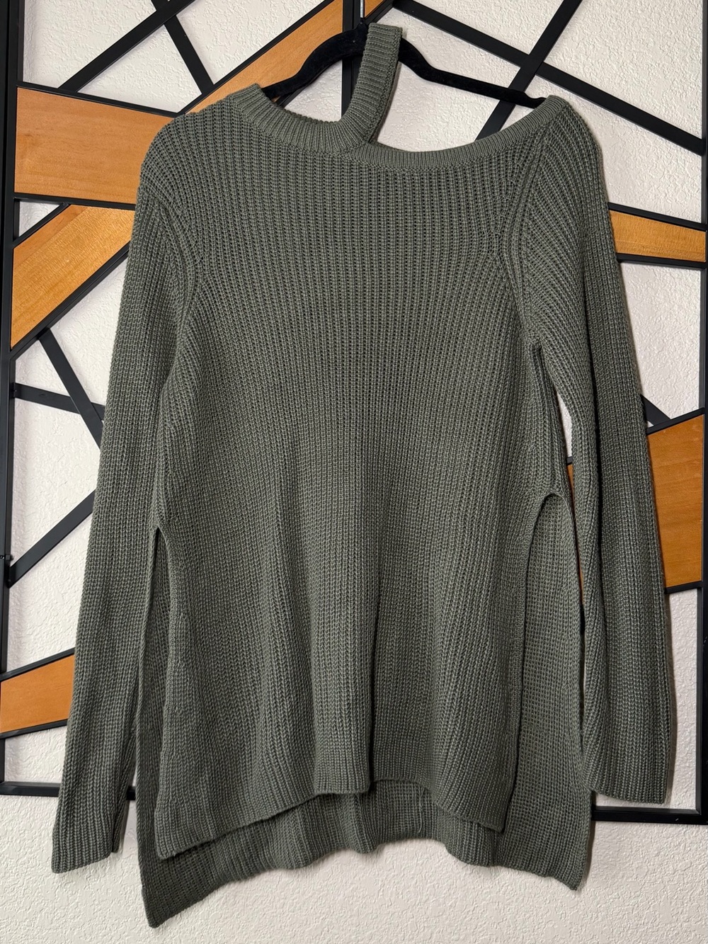 BB Dakota Olive Off-Shoulder Knit Sweater